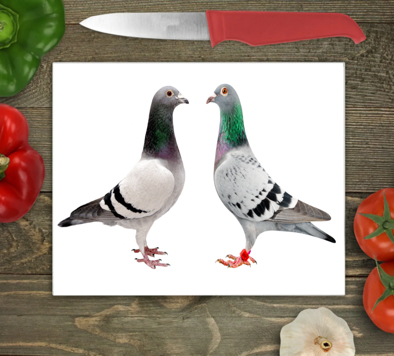 Pigeon Large Glass Chopping Board, Pigeon Cutting Board - Click Image to Close